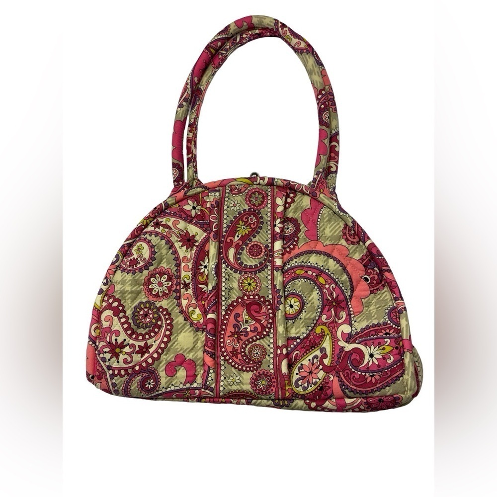 Vera Bradley Vera Eloise Tote in Paisley Meets Plaid Kiss Lock Closure